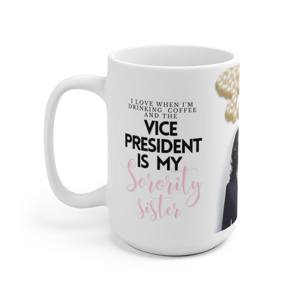 Kamala Harris VP aka Vice President Soror Pearls White Ceramic Mug